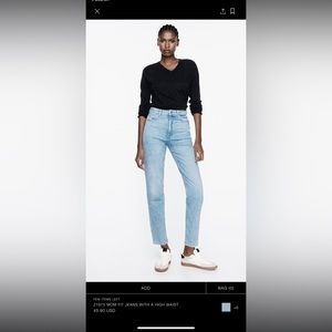 ZARA Z1975 MOM FIT JEANS WITH A HIGH WAIST - MID BLUE (32 / US 14)